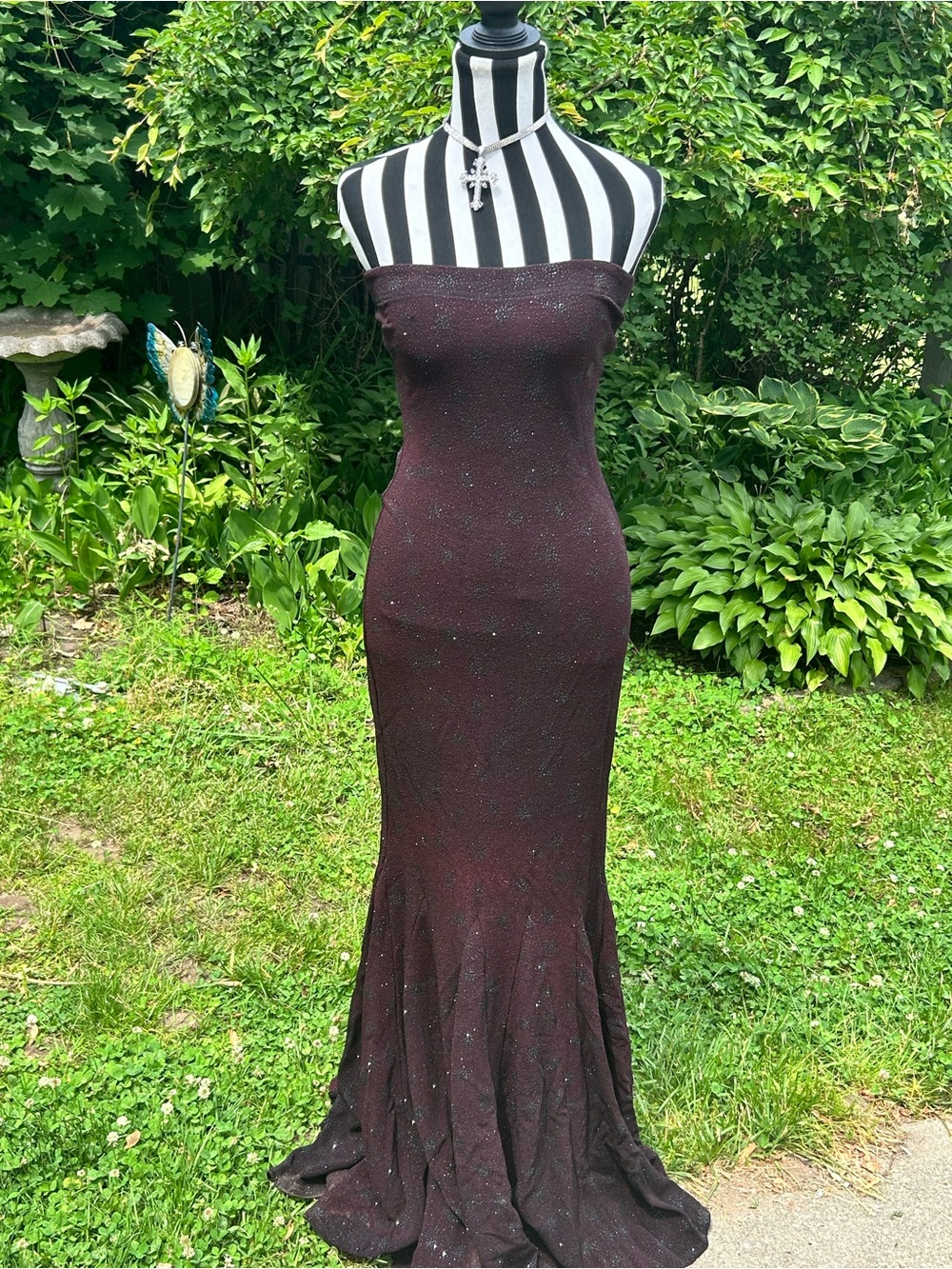 Vintage Y2K  Cachè Strapless Black Sparkle Evening Gown